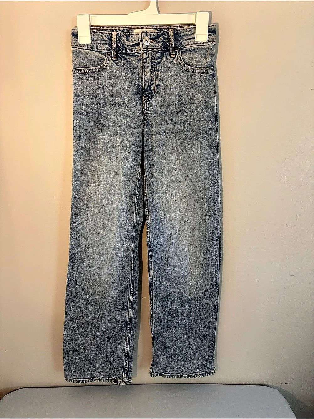 Abercrombie Kids High Rise Wide Leg Jeans Blue Girls 11/12 Long Like New